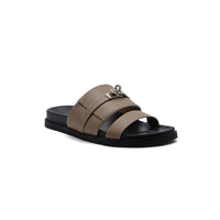 Hermes Jackson Sandals Designer Fumé Vivent Sliders Woman H8006-3 Khaki