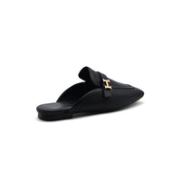 Hermès Groupie H Logo Mules Flats Slipper Woman H66-1 Black