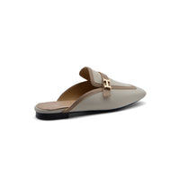 Hermès Groupie H Logo Mules Flats Slipper Woman H66-1 Off White&Beige