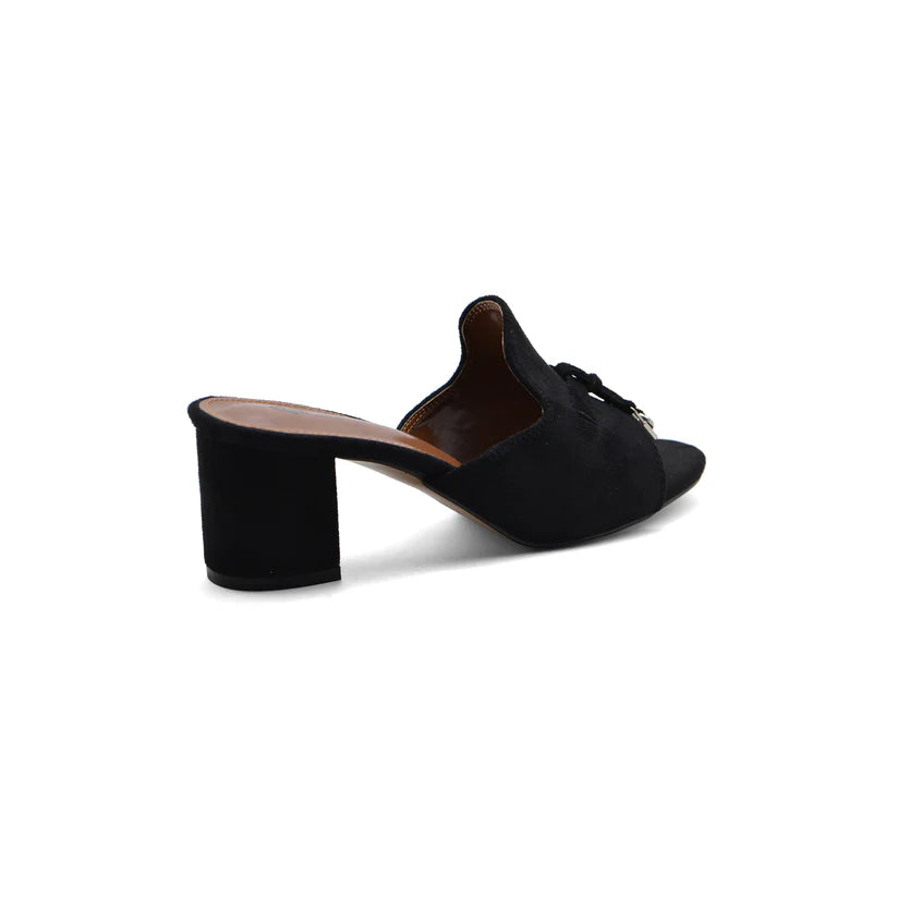 Loro Piana Suede Summer Charms Slide Sandals Woman VR-8 Black