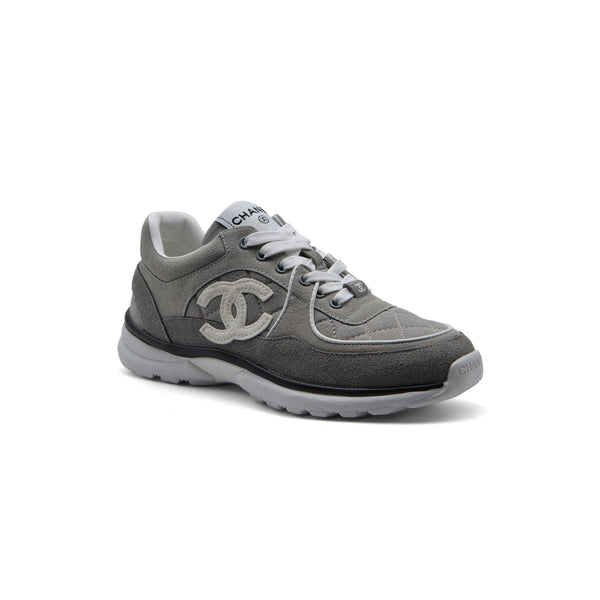 Chanel Fabric Suede Calfskin Quilted CC Sneakers Woman 6699-3 Gray
