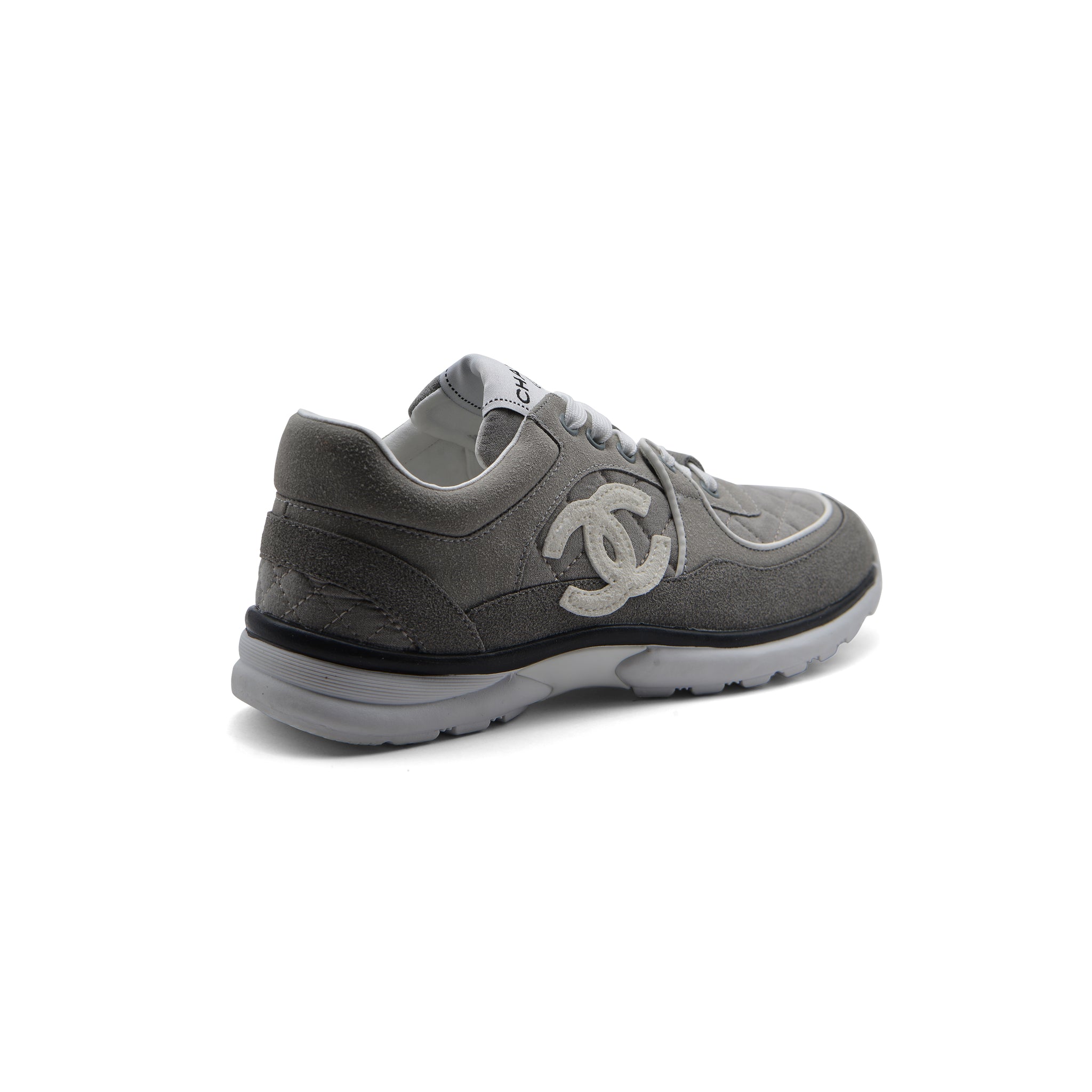 Chanel Fabric Suede Calfskin Quilted CC Sneakers Woman 6699-3 Gray