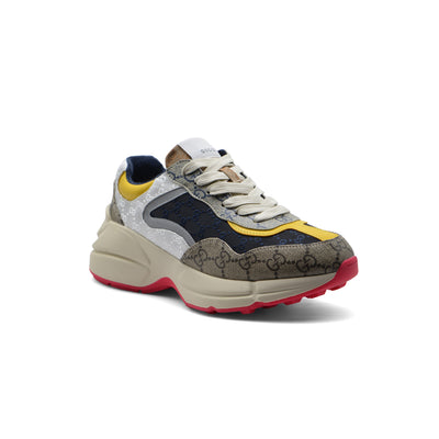 Gucci Supreme Monogram Mix Rhyton Sneakers Woman 20188-1 Beige&Yellow