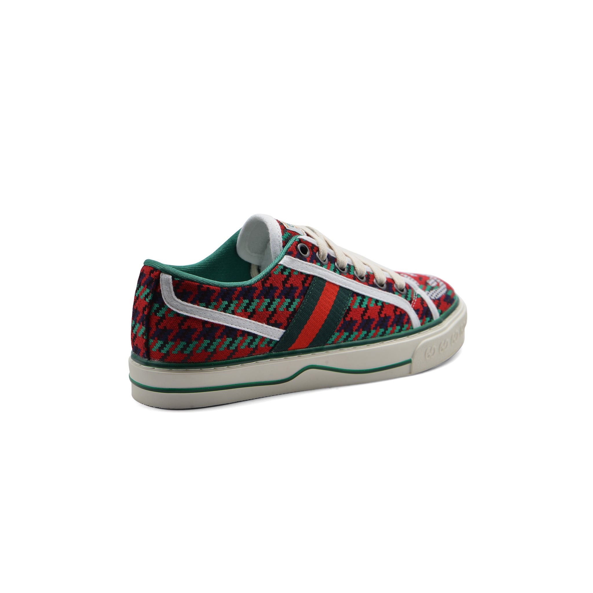Gucci Cotton Wool Web Houndstooth Interlockin Sneakers Woman GG-1 Red