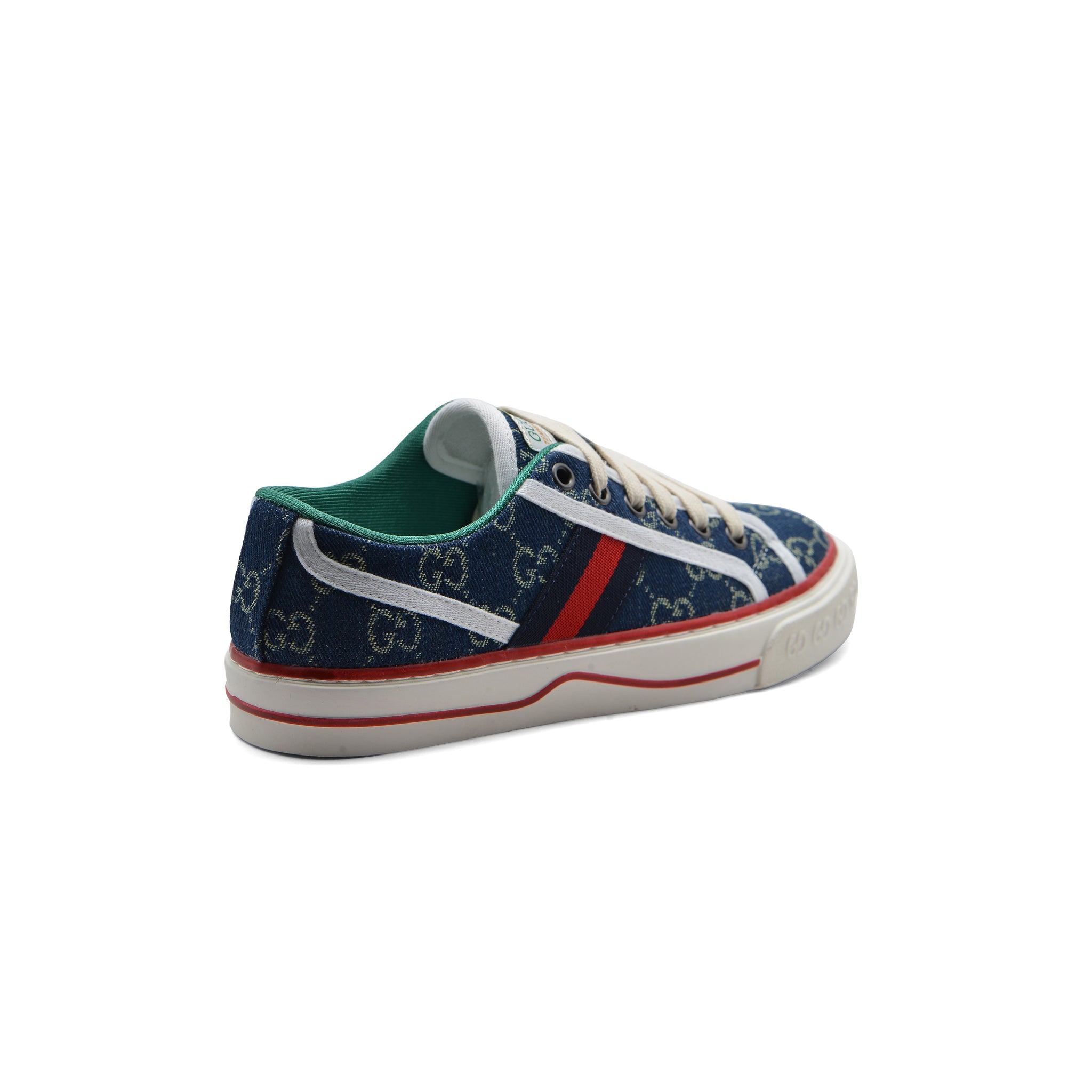 Gucci Cotton Wool Web Houndstooth Interlockin Sneakers Woman GG-1 Navy