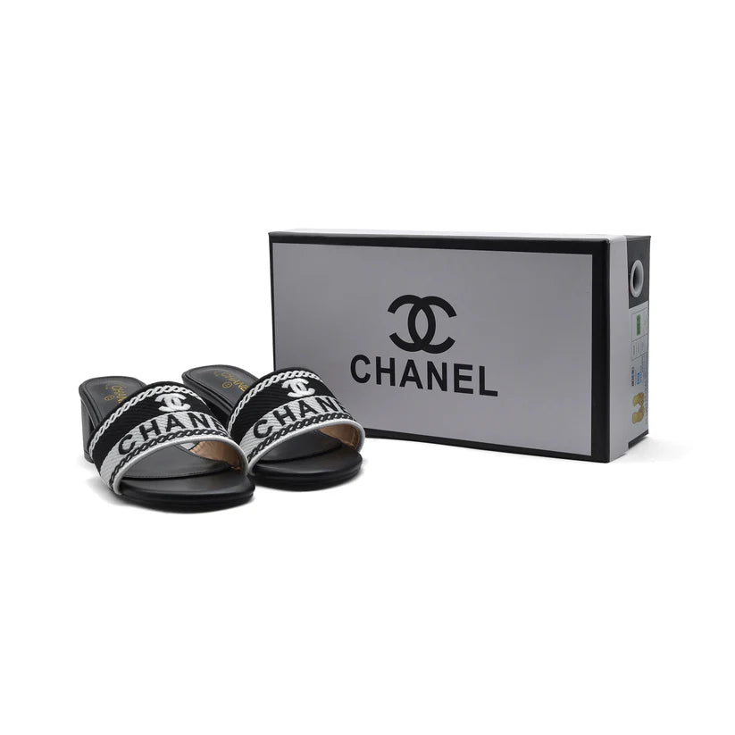 Chanel SS 2001 Embroidered Logo Mule VSP Woman 2127-1 Black