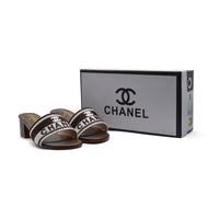 Chanel SS 2001 Embroidered Logo Mule VSP Woman 2127-1 Brown&White