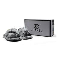 Chanel Puffy Flip Flops Puffy Leather Cross Slipper Woman 9803 White