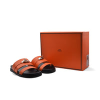 Hermes Jackson Sandals Designer Fumé Vivent Sliders Woman H8006-3 Orange