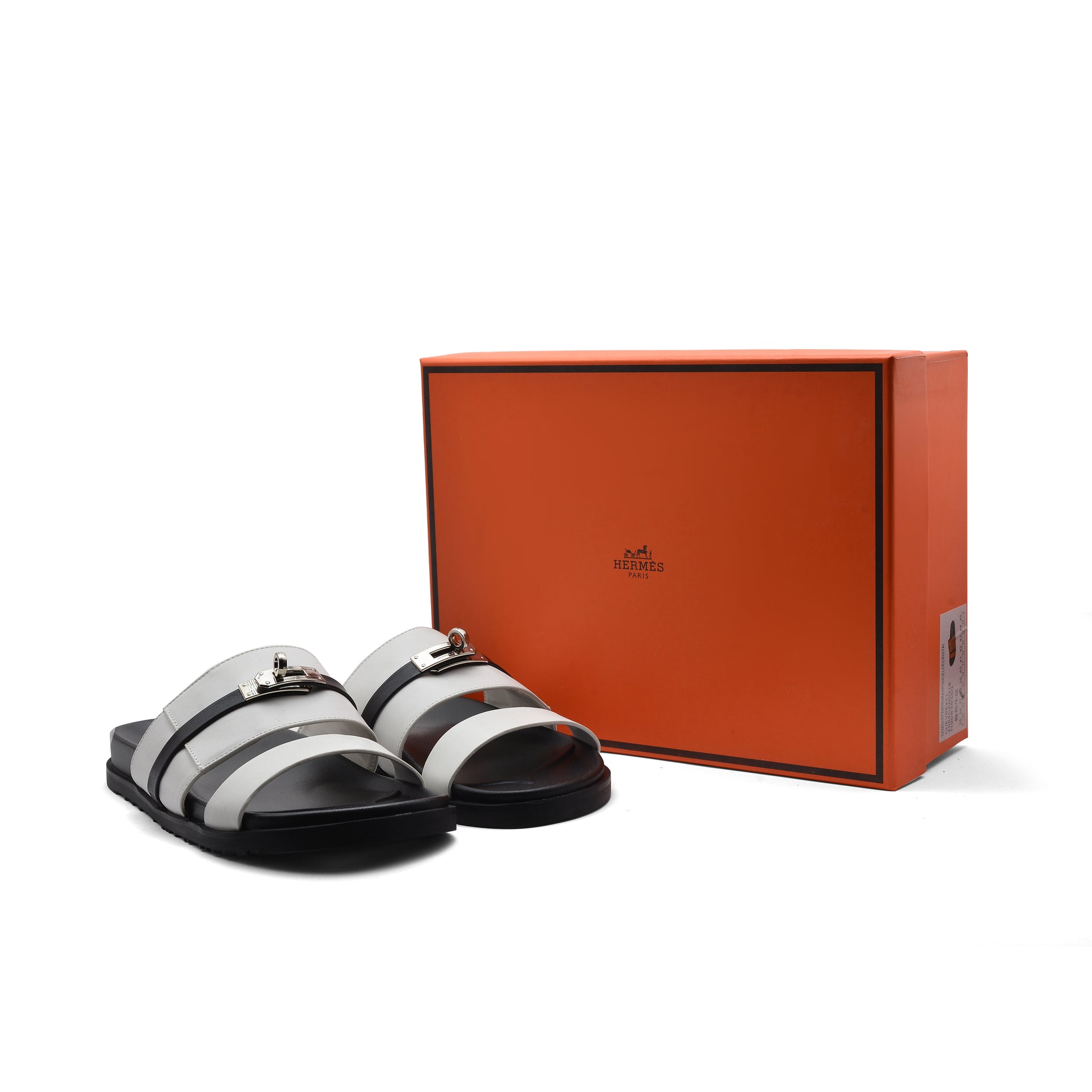 Hermes Jackson Sandals Designer Fumé Vivent Sliders Woman H8006-3 White