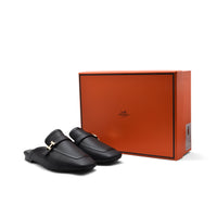Hermès Groupie H Logo Mules Flats Slipper Woman H66-1 Black