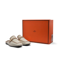 Hermès Groupie H Logo Mules Flats Slipper Woman H66-1 Off White&Beige