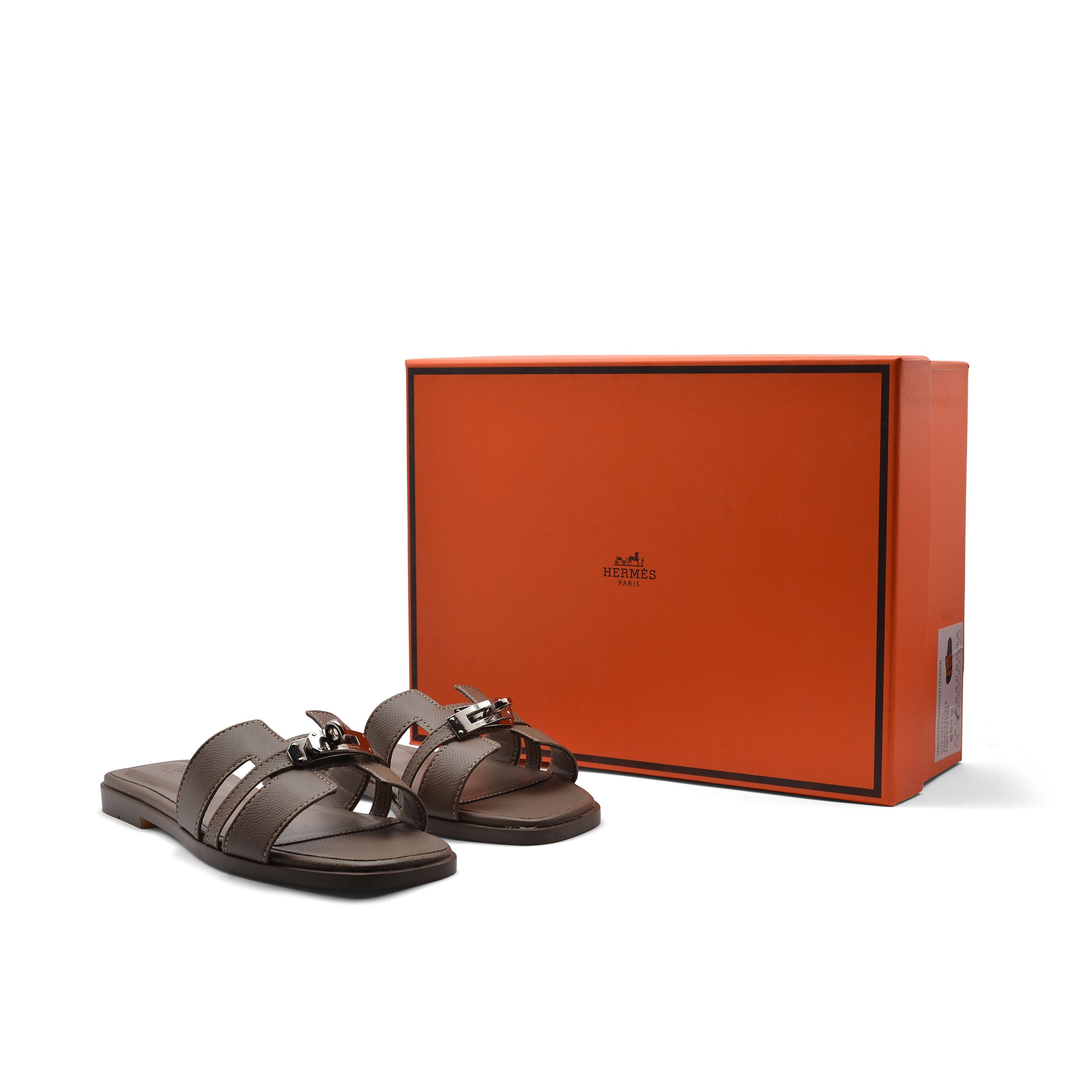 Hermes Calfskin Matte Alligator Giulia Sandals Woman H906 Khaki