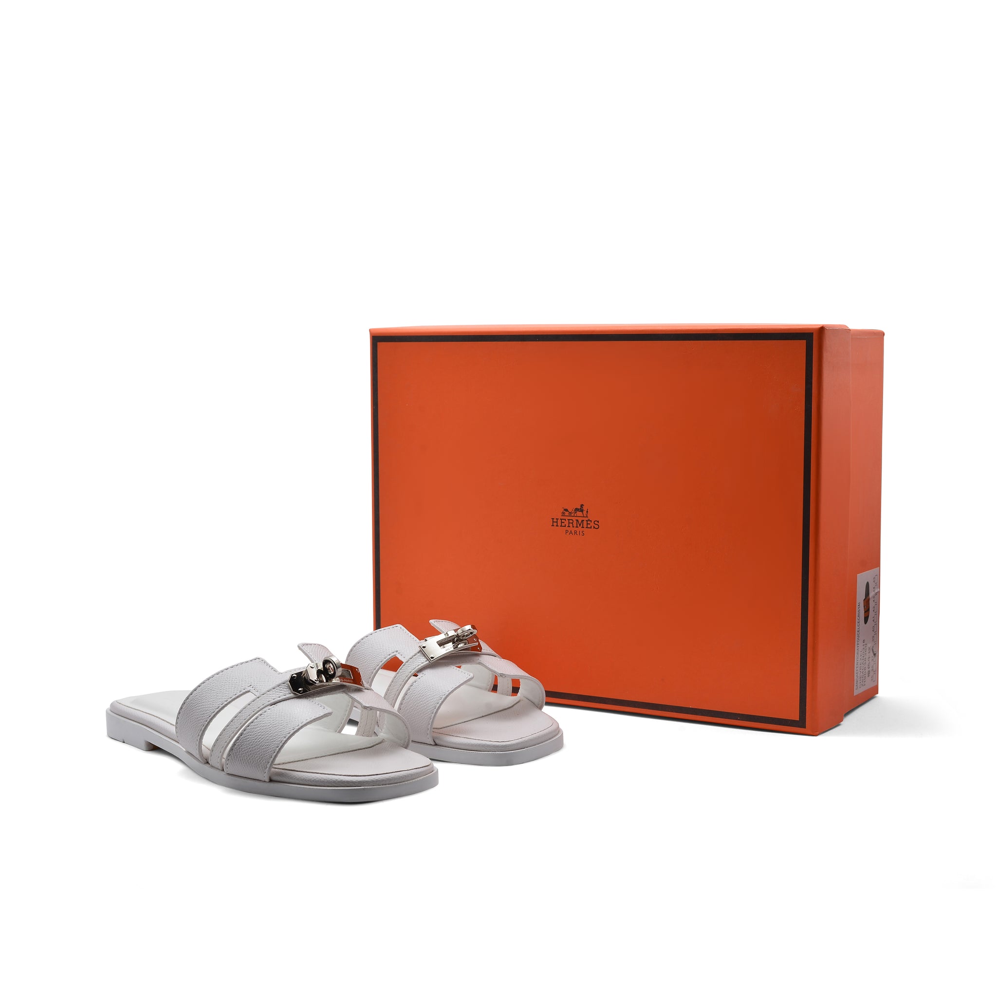 Hermes Calfskin Matte Alligator Giulia Sandals Woman H906 White