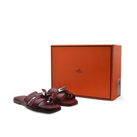 Hermes Calfskin Matte Alligator Giulia Sandals Woman H906 Burgundy