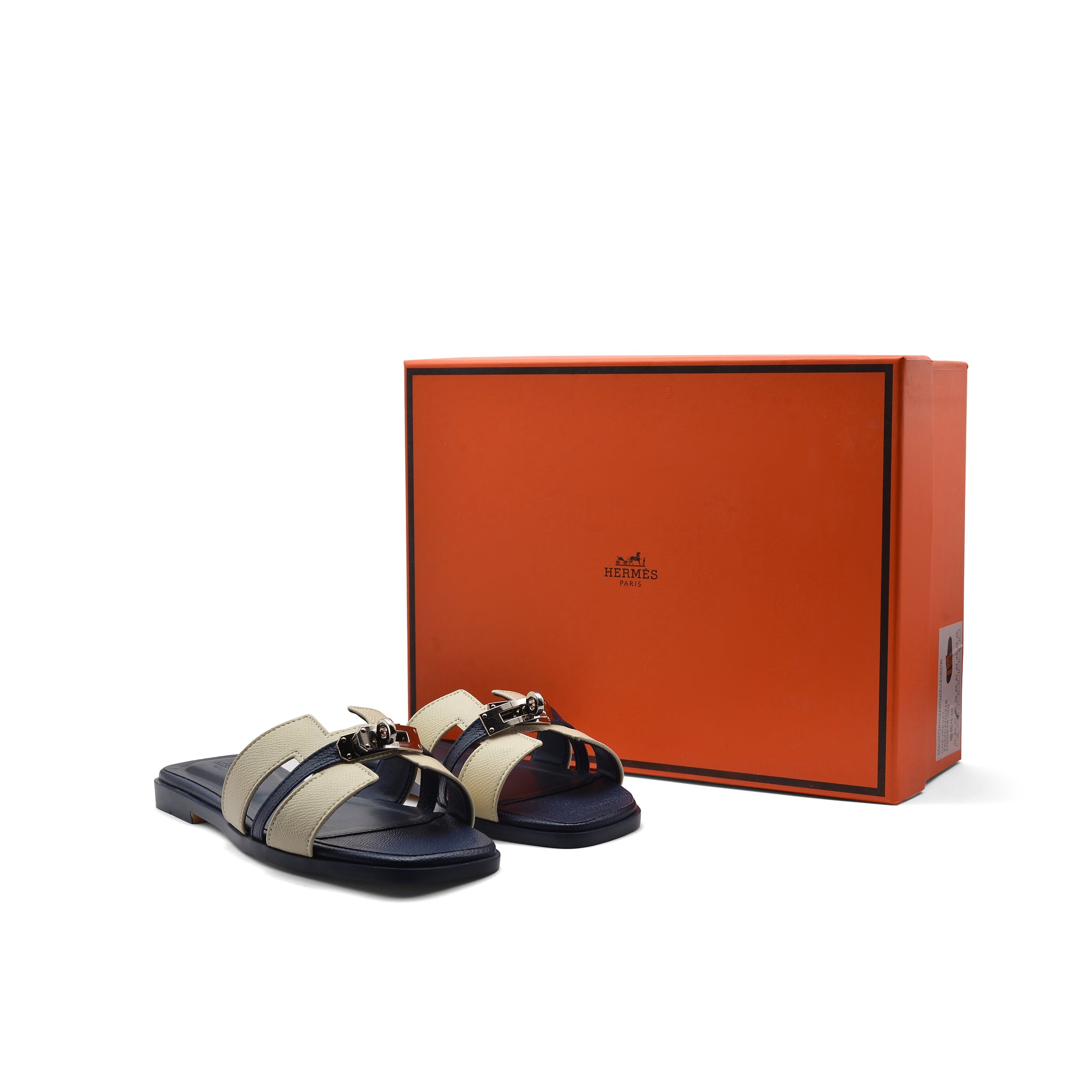 Hermes Calfskin Matte Alligator Giulia Sandals Woman H9-6 Navy