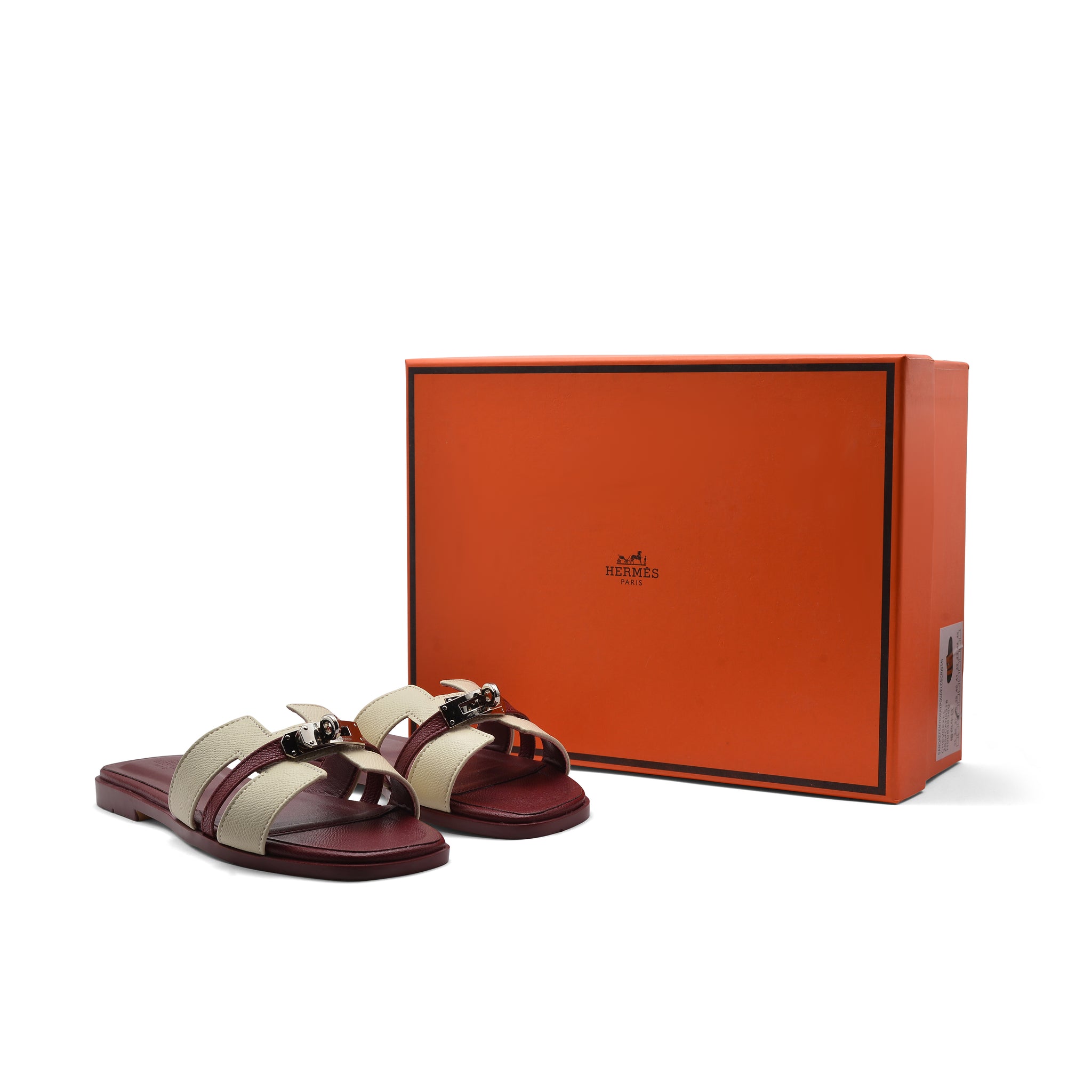 Hermes Calfskin Matte Alligator Giulia Sandals Woman H9-6 Burgundy