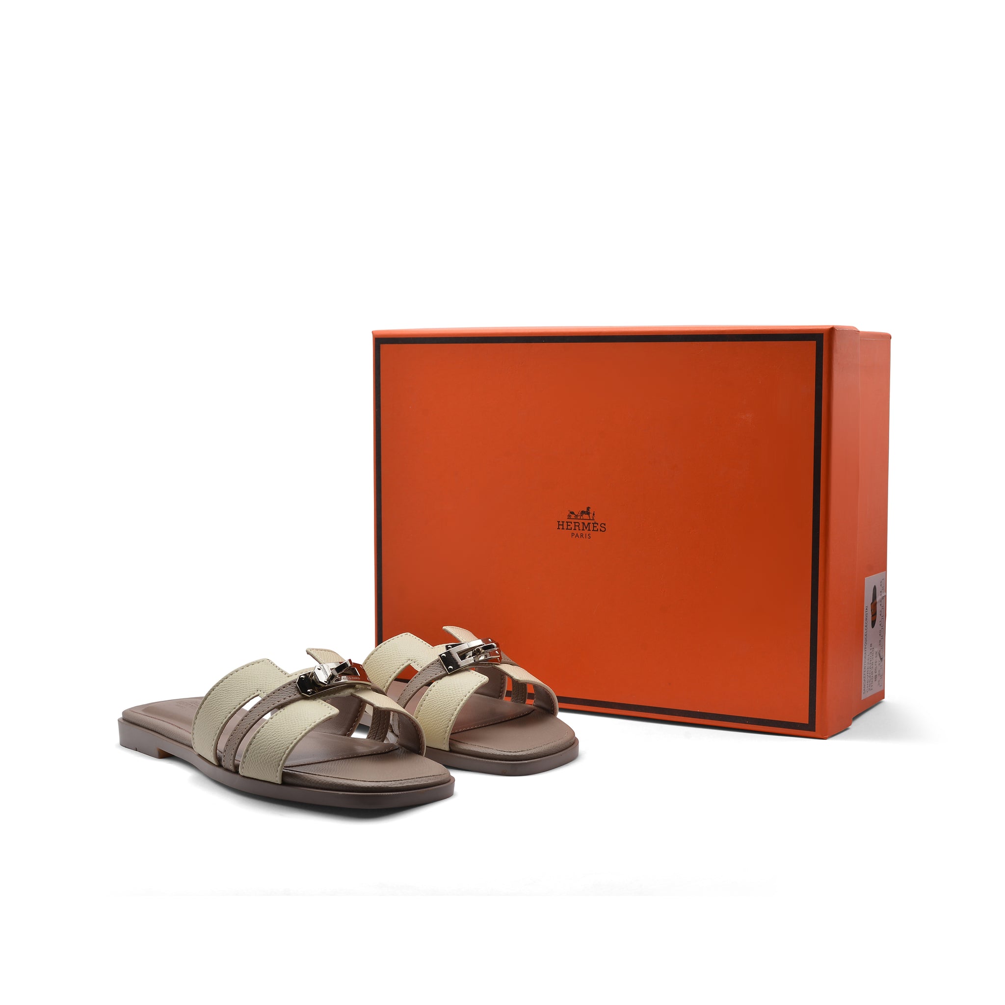 Hermes Calfskin Matte Alligator Giulia Sandals Woman H9-6 Khaki