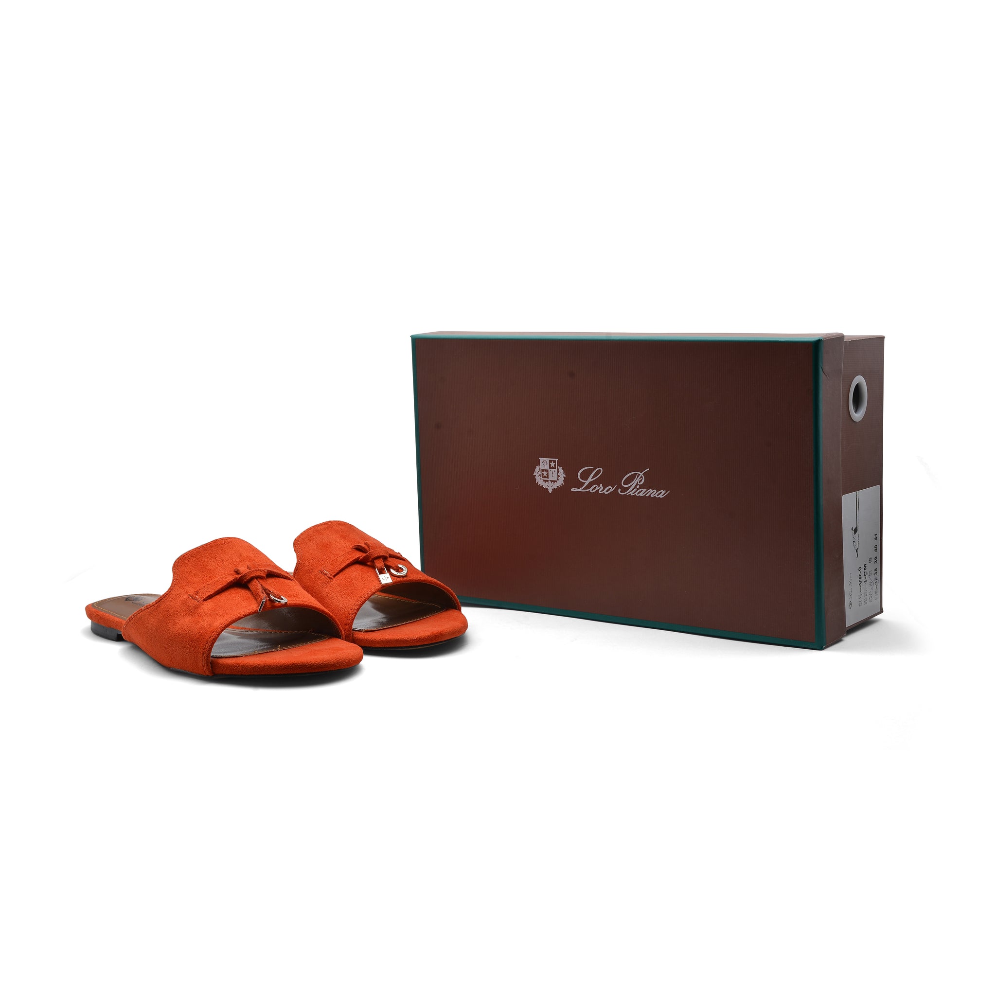 Loro Piana Summer Charms suede sandals Woman VR-9 Orange