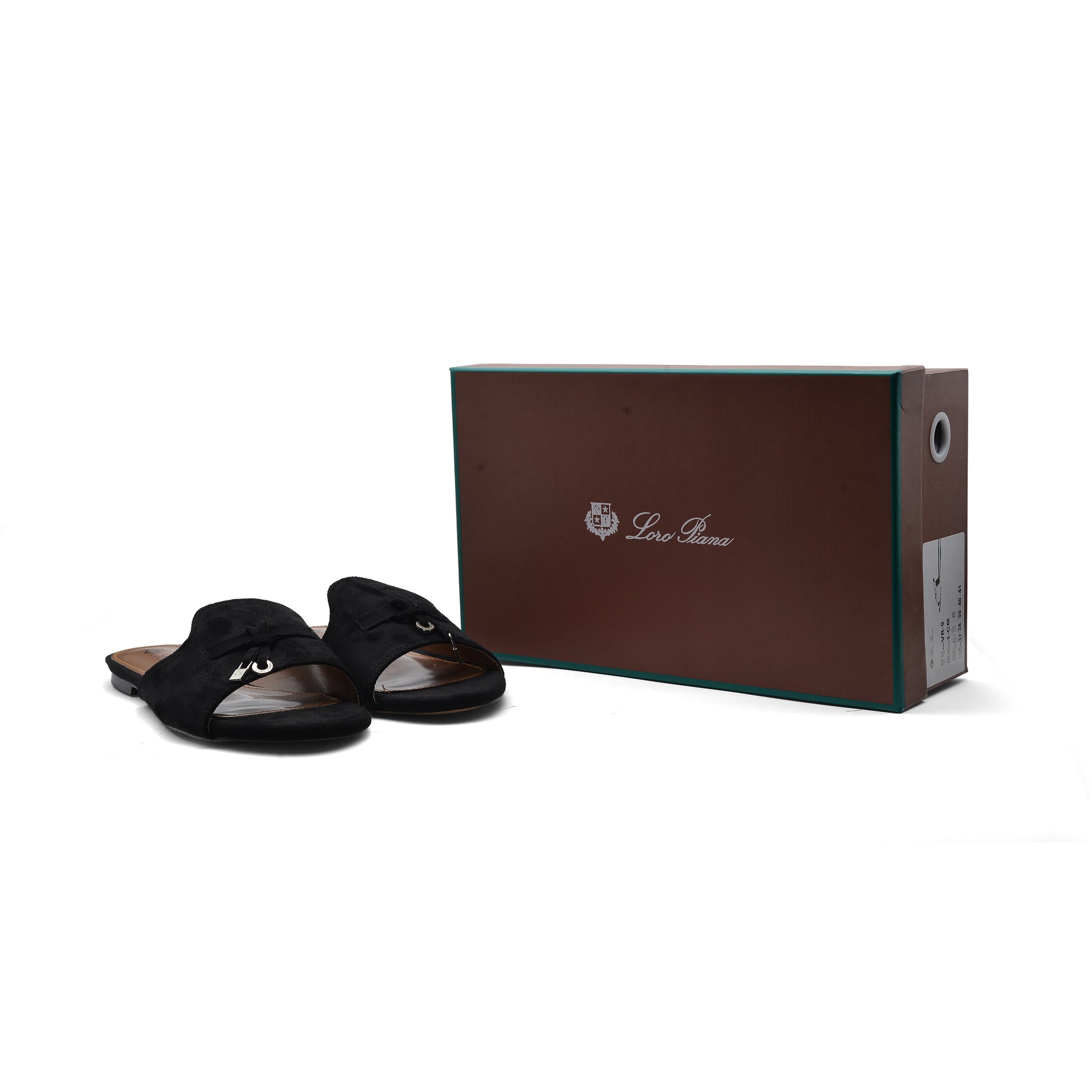 Loro Piana Summer Charms suede sandals Woman VR-9 Black