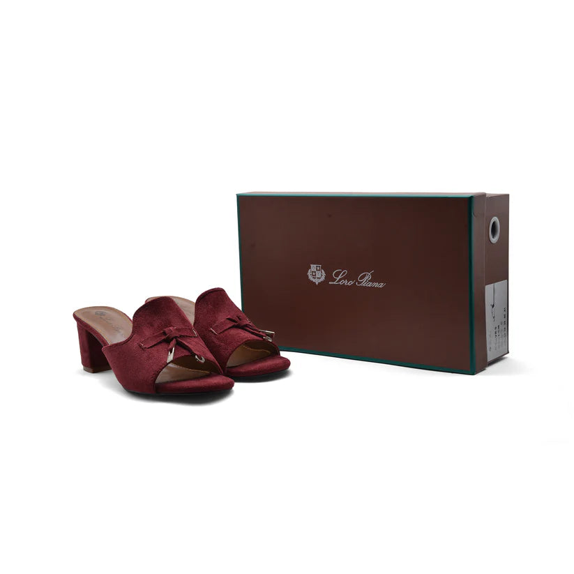 Loro Piana Suede Summer Charms Slide Sandals Woman VR-8 Burgundy