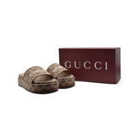 Gucci x Balenciaga Platform slide sandals for Women 2020-3 Beige