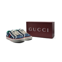 Gucci Cotton Wool Web Houndstooth Interlockin Sneakers Woman GG-1 Navy