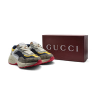 Gucci Supreme Monogram Mix Rhyton Sneakers Woman 20188-1 Beige&Yellow