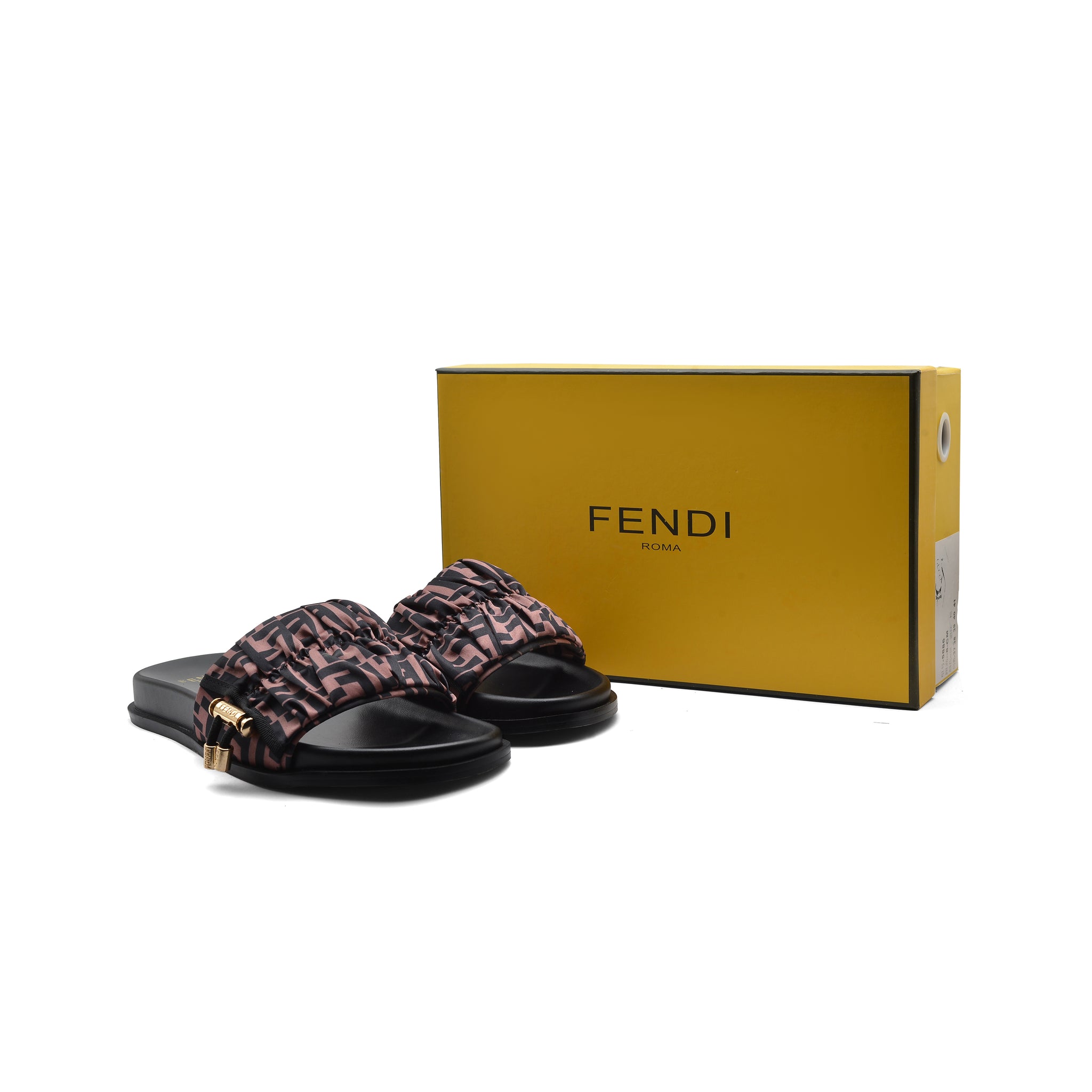 FENDI Toggle-Fastening FF-Logo Slides Slipper Woman 12395-12 Brown