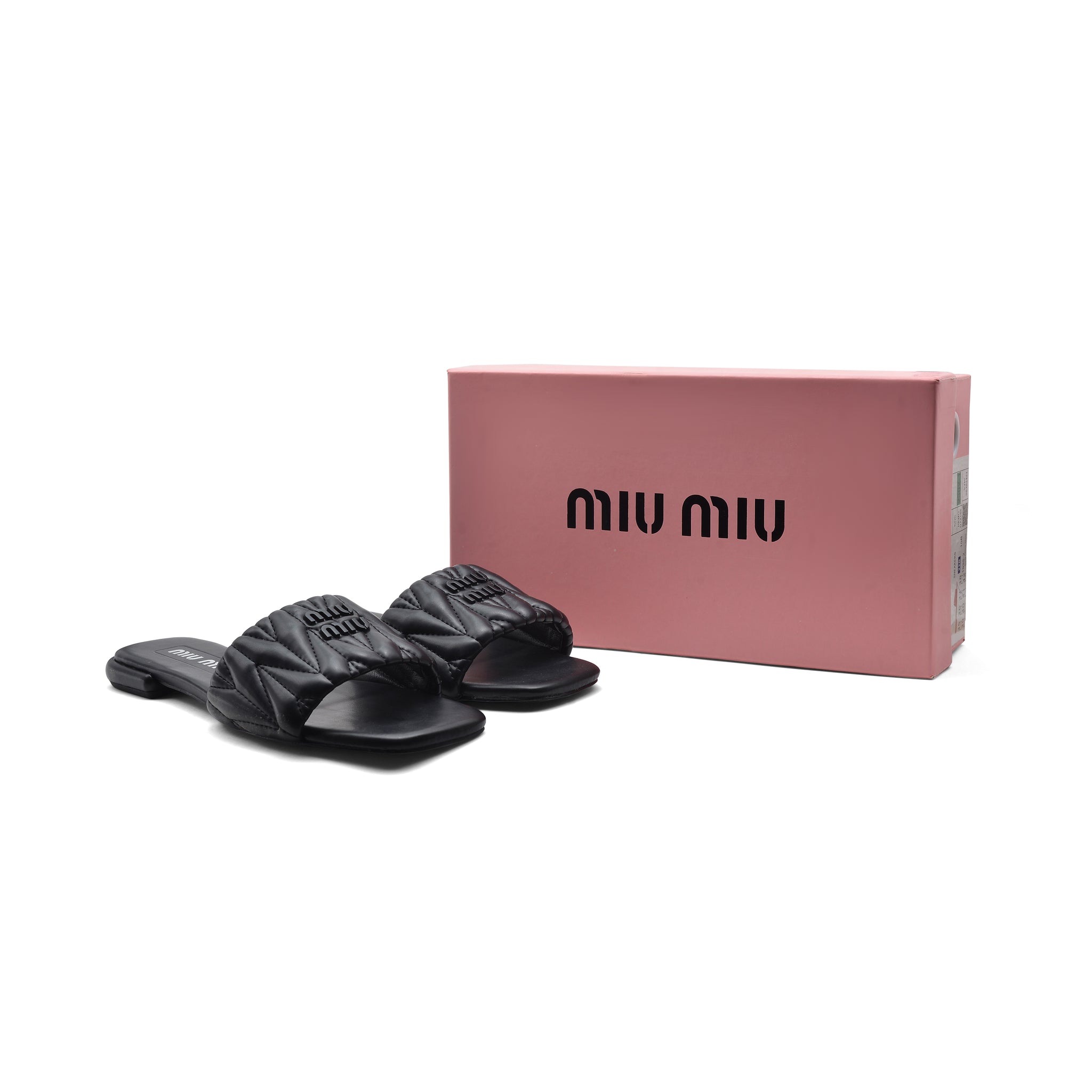 Miu Miu Leather Slides Sandals Summer Classic Leisure Flip Flops Slippers Women 3508 Black