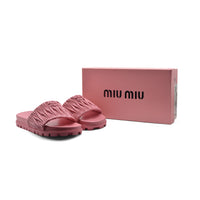 Miu Miu Designer Slides Nappa Leather Beach Slipper Woman 20343 Fuchsia