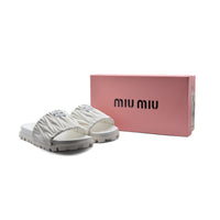 Miu Miu Designer Slides Nappa Leather Beach Slipper Woman 20343 White