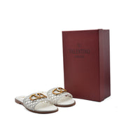 Valentino Garavani Vlogo Signature Slides Nero Flats 3115 White