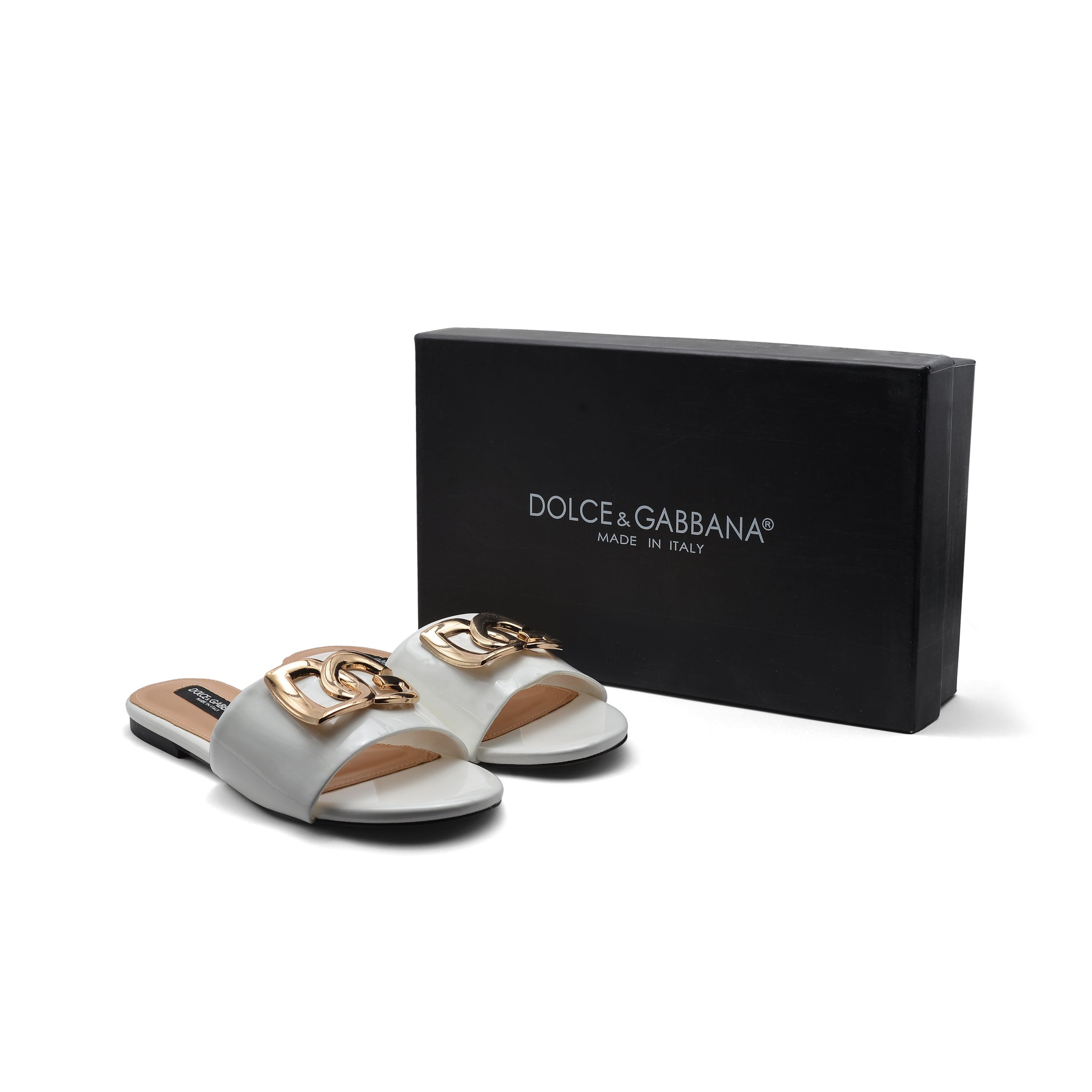 Dolce&Gabbana Loved DG logo flat sandals for Woman 1892 White