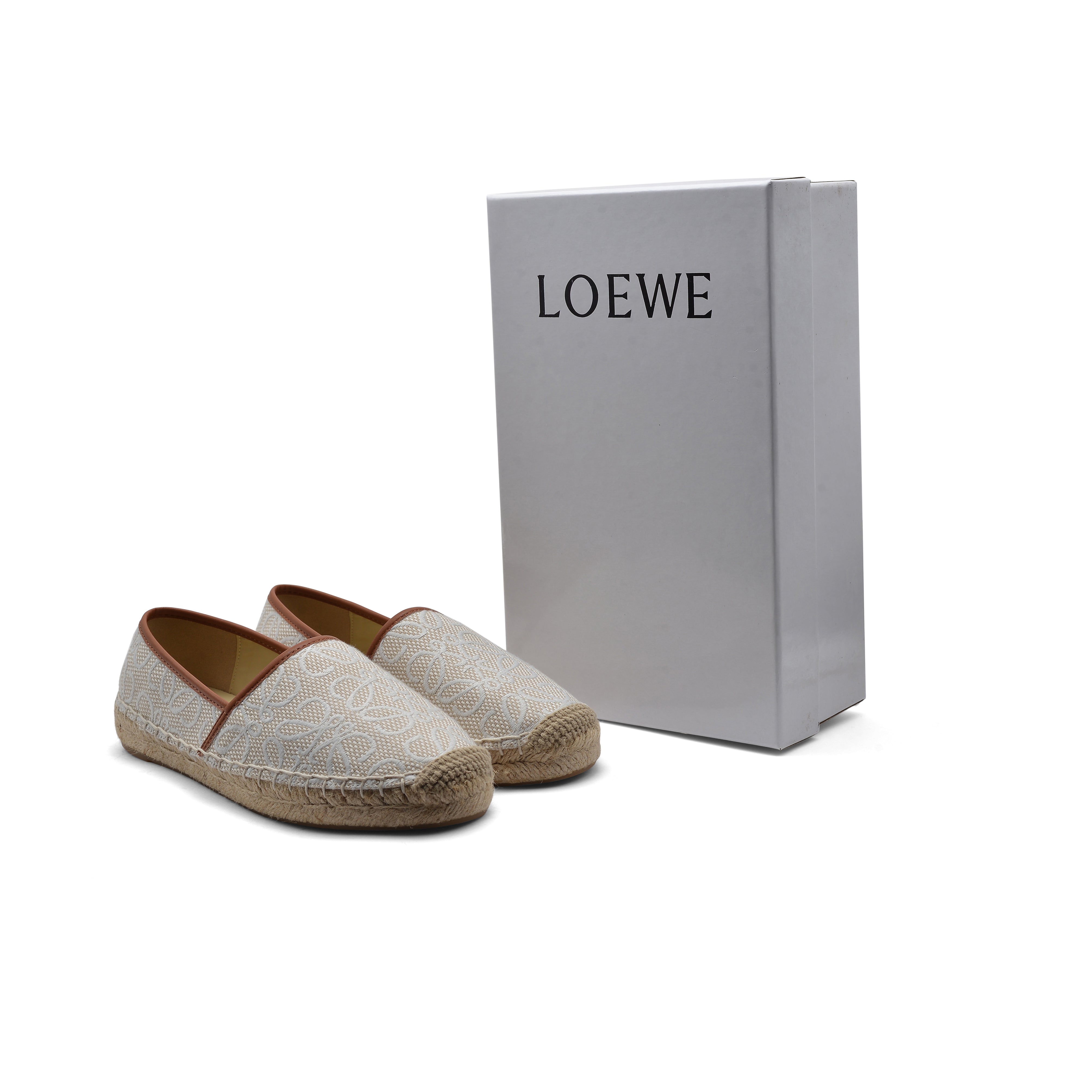 Loewe Owen Logo Jacquard Espadrille Woman 29762 Beige — auri-eg