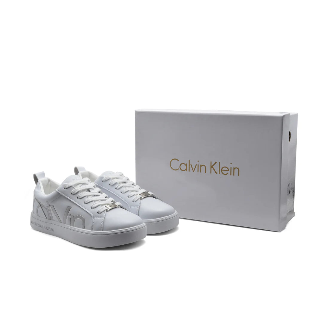 Calvin Klein Danya Cow Silk Platinum Sneakers Woman 9116 White&Silver