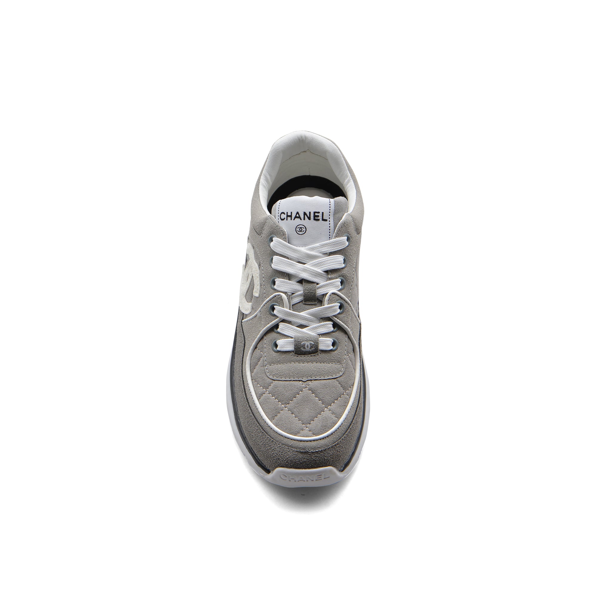 Chanel Fabric Suede Calfskin Quilted CC Sneakers Woman 6699-3 Gray