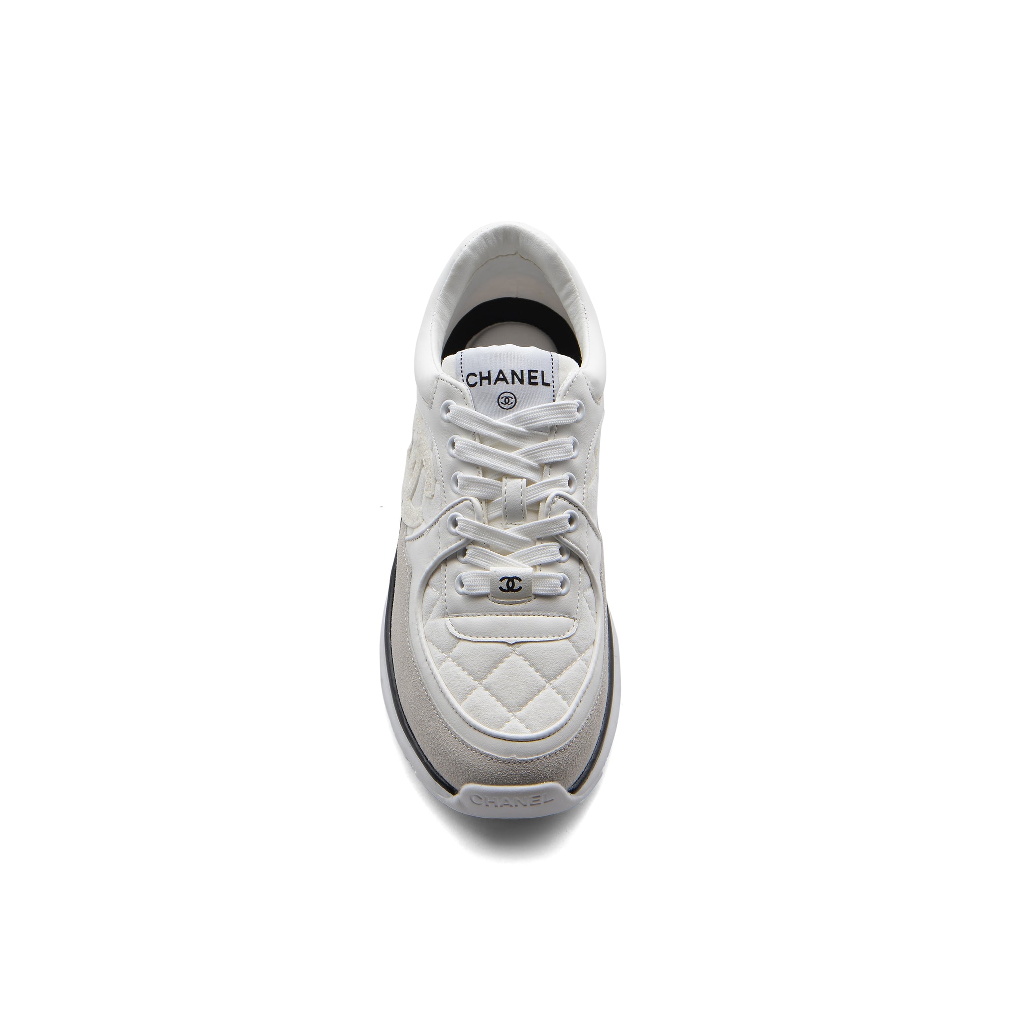 Chanel Fabric Suede Calfskin Quilted CC Sneakers Woman 6699-3 White