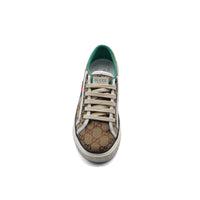 Gucci Cotton Wool Web Houndstooth Interlockin Sneakers Woman GG-1 Beige