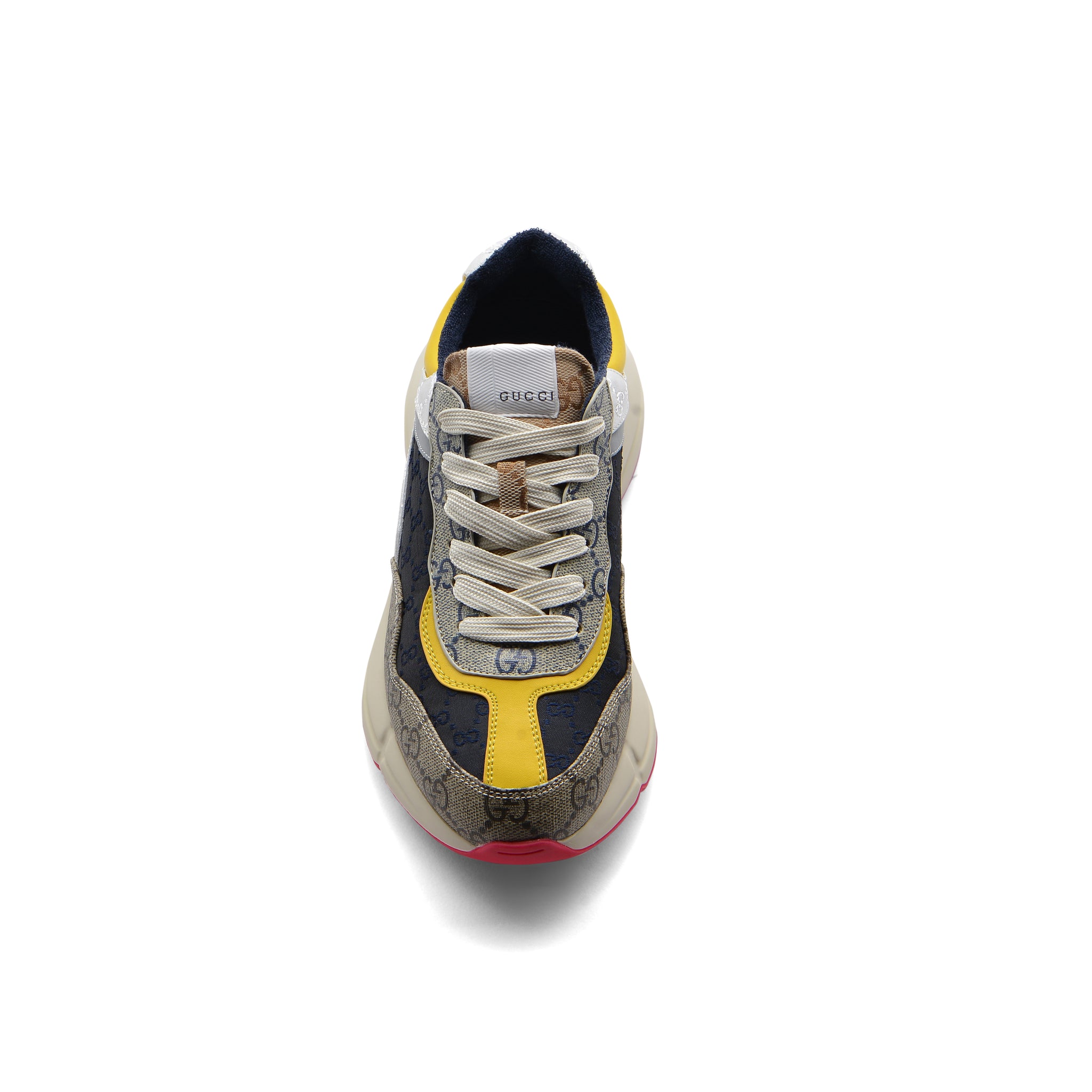 Gucci Supreme Monogram Mix Rhyton Sneakers Woman 20188-1 Beige&Yellow