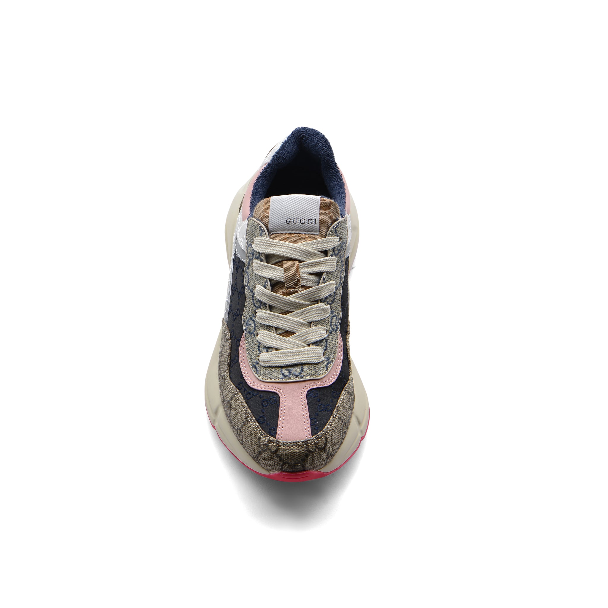 Gucci Supreme Monogram Mix Rhyton Sneakers Woman 20188-1 Beige&Pink