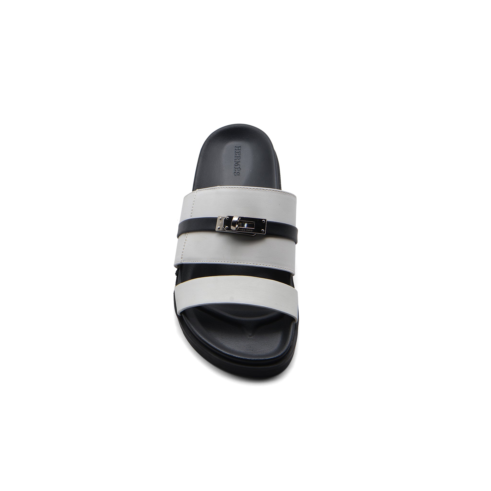 Hermes Jackson Sandals Designer Fumé Vivent Sliders Woman H8006-3 White