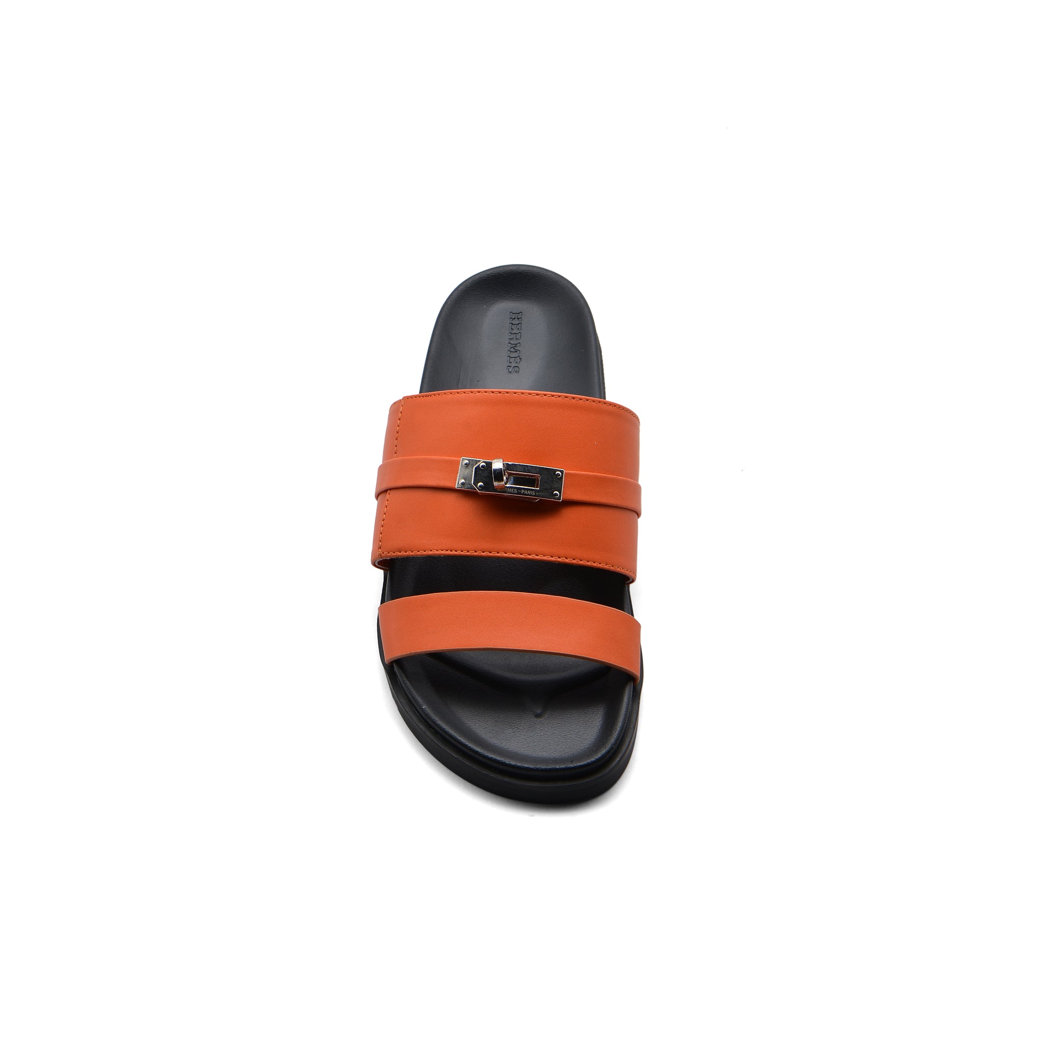 Hermes Jackson Sandals Designer Fumé Vivent Sliders Woman H8006-3 Orange