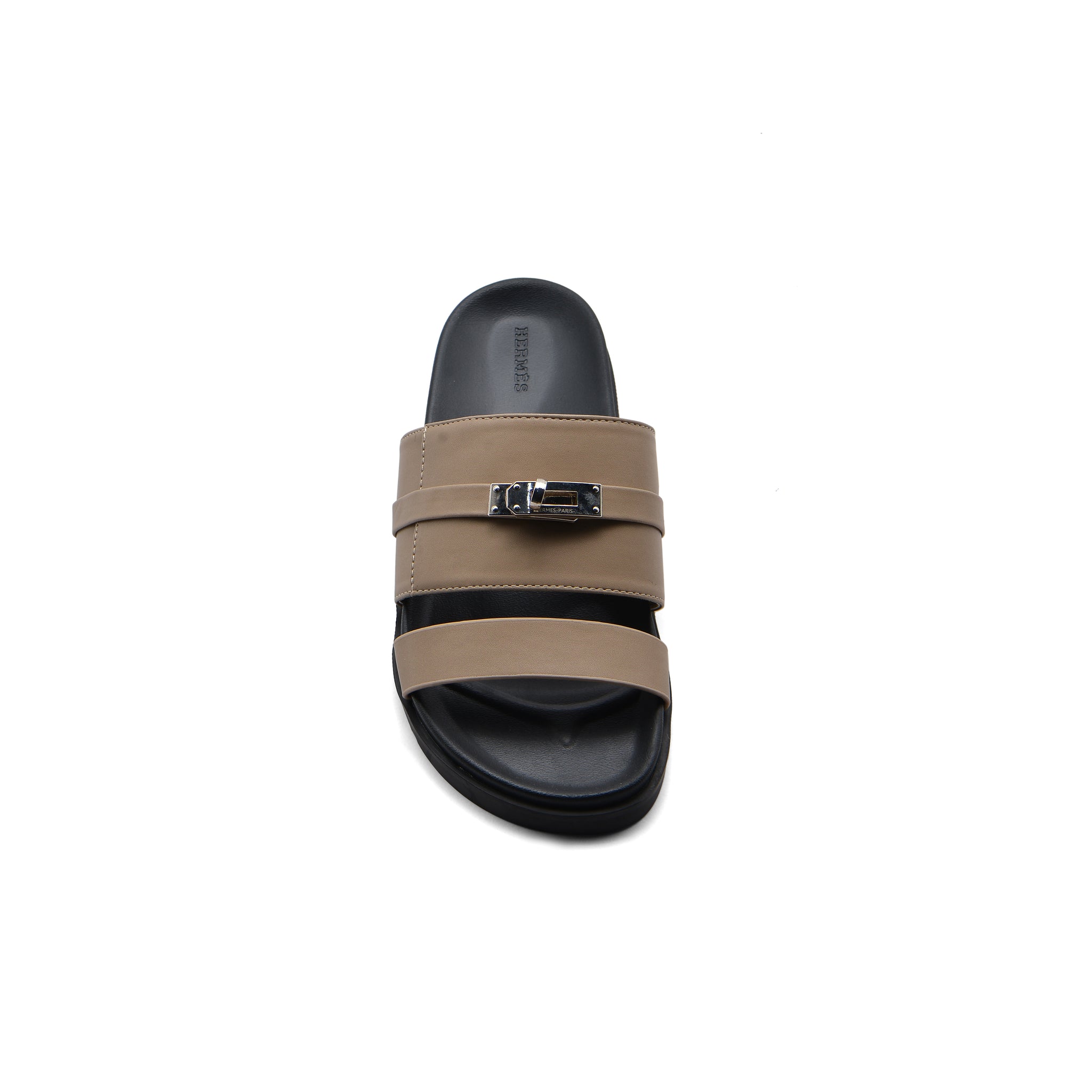 Hermes Jackson Sandals Designer Fumé Vivent Sliders Woman H8006-3 Khaki