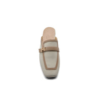Hermès Groupie H Logo Mules Flats Slipper Woman H66-1 Off White&Beige