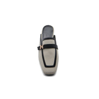 Hermès Groupie H Logo Mules Flats Slipper Woman H66-1 Off White&Black