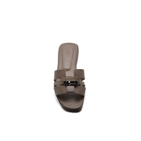Hermes Calfskin Matte Alligator Giulia Sandals Woman H906 Khaki