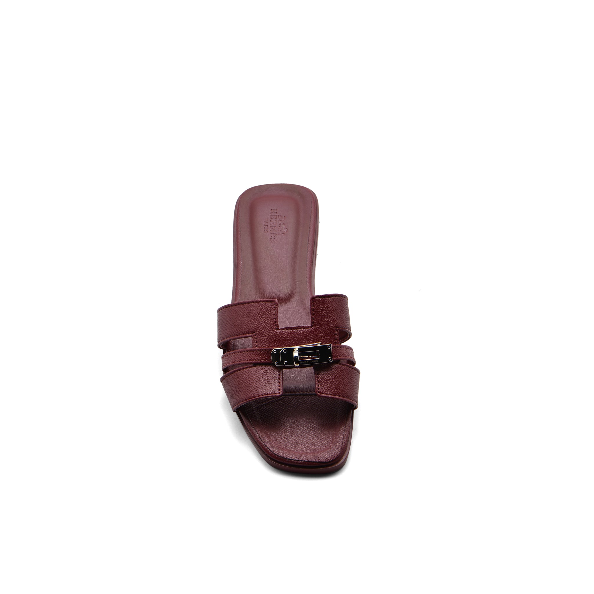 Hermes Calfskin Matte Alligator Giulia Sandals Woman H906 Burgundy