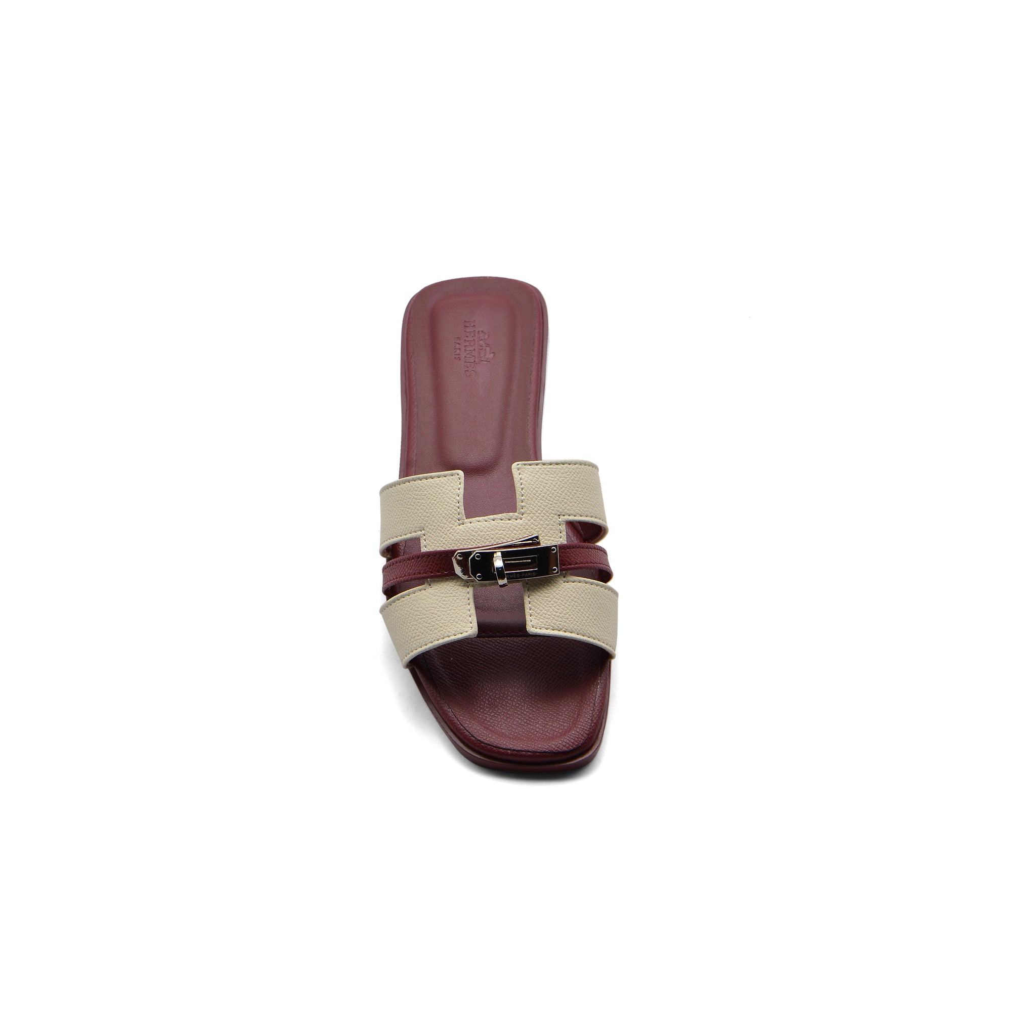 Hermes Calfskin Matte Alligator Giulia Sandals Woman H9-6 Burgundy