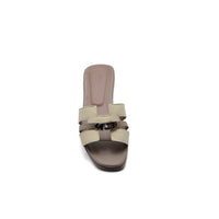 Hermes Calfskin Matte Alligator Giulia Sandals Woman H9-6 Khaki